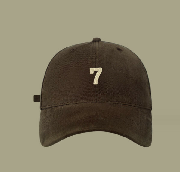 New versatile brushed letter embroidery 7 peaked cap (500CHT brown)