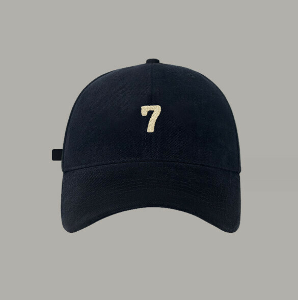 New versatile brushed letter embroidery 7 peaked cap (500CHT black)