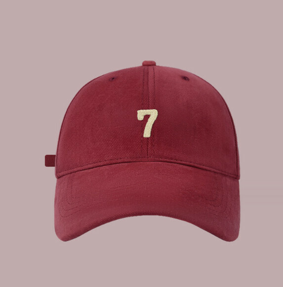 New versatile brushed letter embroidery 7 peaked cap (500CHT red)