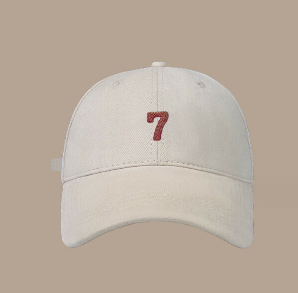New versatile brushed letter embroidery 7 peaked cap (500CHT beige)