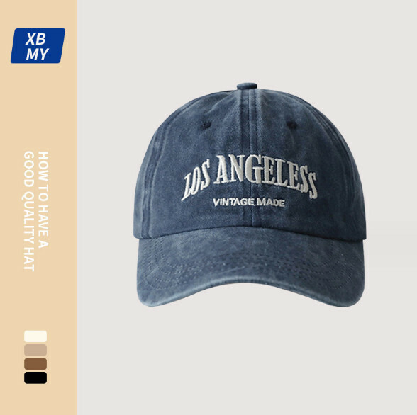 New letter embroidered soft top cap (321CHT navy blue)
