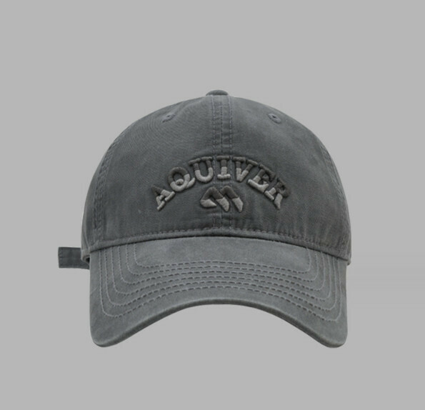 New letter embroidered AQU soft top cap (G100 gray)