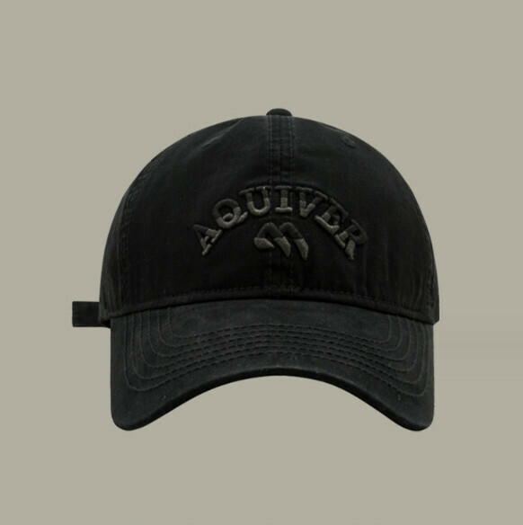 New letter embroidered AQU soft top cap (G100 black)