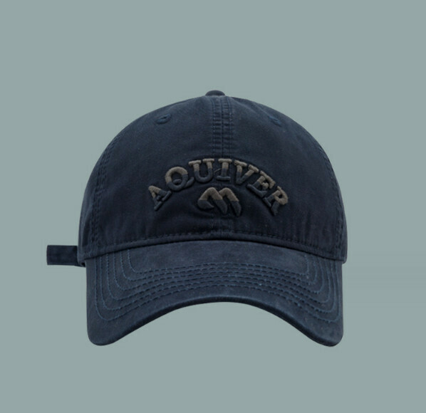 New letter embroidered AQU soft top cap (G100 navy blue)
