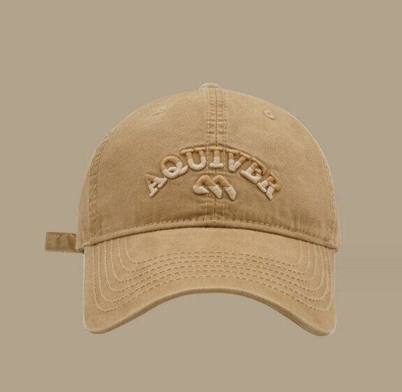 New letter embroidered AQU soft top cap (G100 camel)