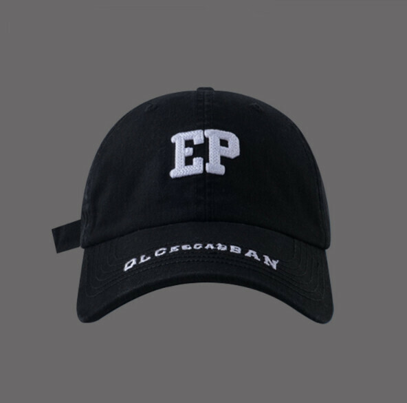 New EP letter embroidery deep top curved brim peaked cap (399CHT black)