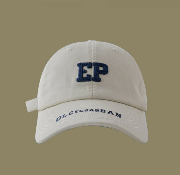 New EP letter embroidery deep top curved brim peaked cap (399CHT beige)
