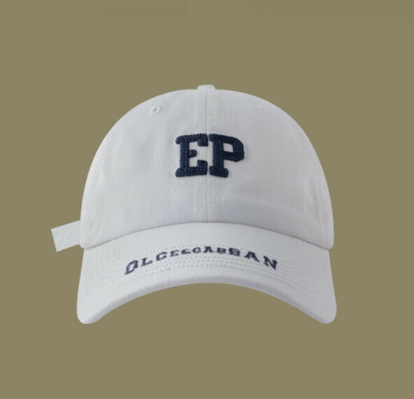 New EP letter embroidery deep top curved brim peaked cap (99CHT white)