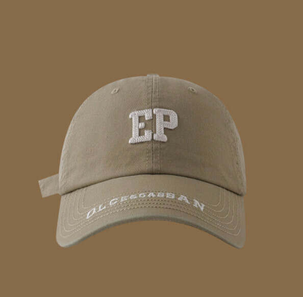New EP letter embroidery deep top curved brim peaked cap (399CHT khaki)