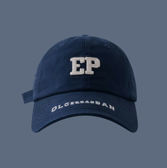 New EP letter embroidery deep top curved brim peaked cap (399CHT navy blue)