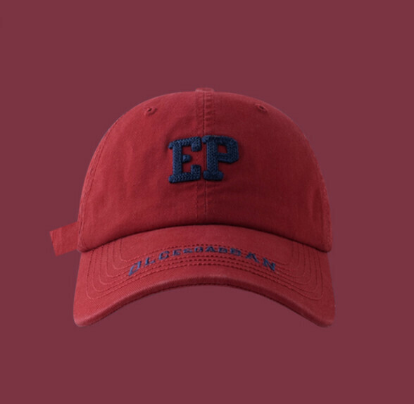 New EP letter embroidery deep top curved brim peaked cap (399CHT burgundy)