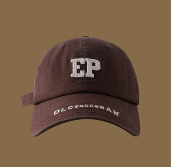New EP letter embroidery deep top curved brim peaked cap (399CHT brown)