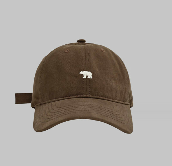 New retro embroidered polar bear peaked cap (502 brown)