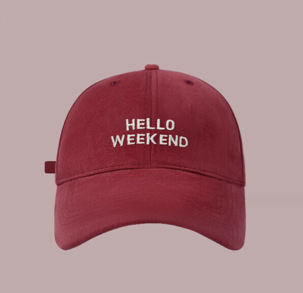 New brushed embroidered HELLO peaked cap (501 red)