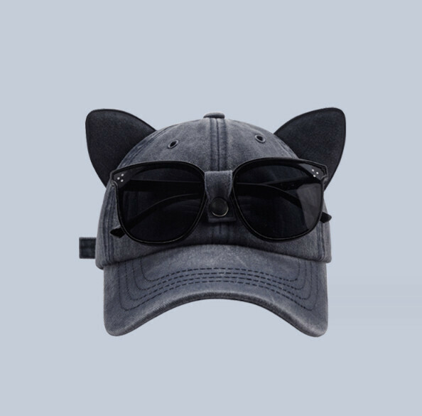 New cat ear glasses and peaked cap (433 navy blue)