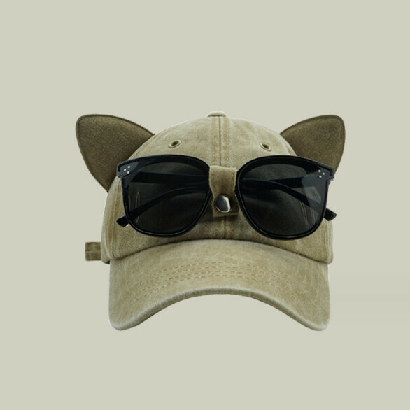 New cat ear glasses and peaked cap (433 khaki)