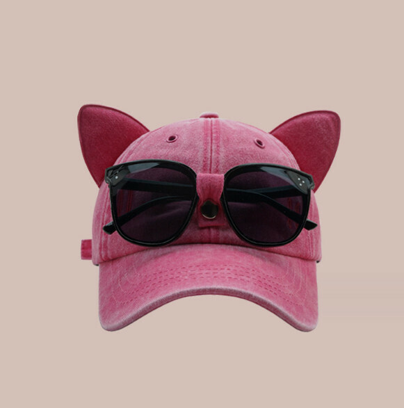 New cat ear glasses and peaked cap (433 rose red)