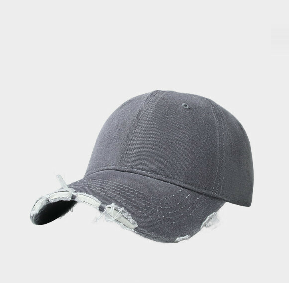 Hot Recommended Retro Distressed Light Board Washed Edged Peaked Cap (415 Gray)