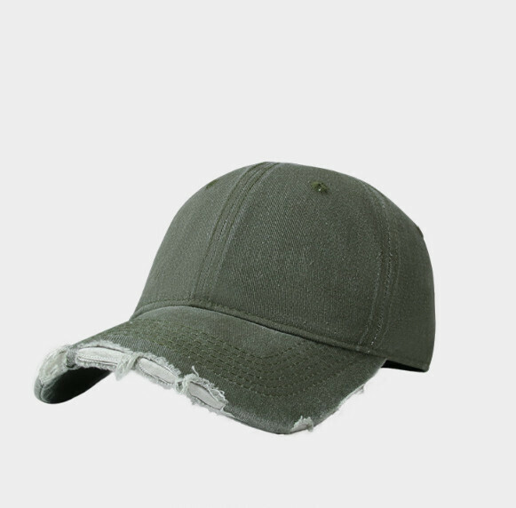 Hot Recommended Retro Distressed Light Board Washed Edged Peaked Cap (415 Green)