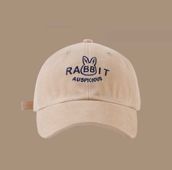 Hot recommendation RABBIT embroidered soft top cap (381 khaki)