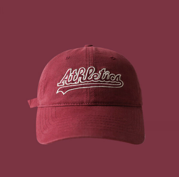 Hotly recommended AtR letter embroidered soft top peaked cap (393 burgundy)