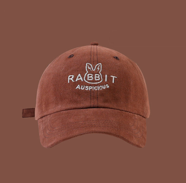 Hot recommendation RABBIT embroidered soft top cap (381 brown)