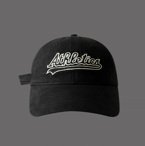 Hot recommended AtR letter embroidered soft top peaked cap (393 black)
