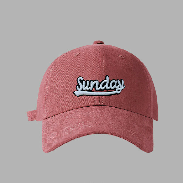 Hot recommended day letter embroidered brushed soft top cap (337 pink)