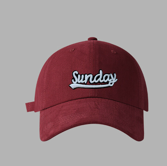 Hotly recommended day letter embroidered brushed soft top cap (337 burgundy)