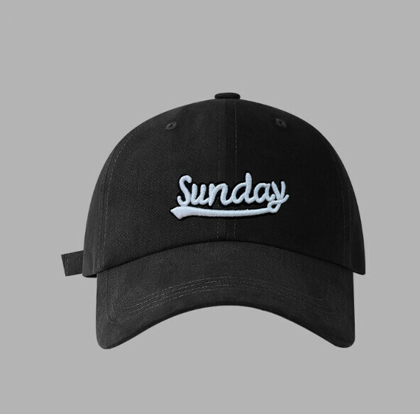 Hot recommended day letter embroidered brushed soft top cap (337 black)