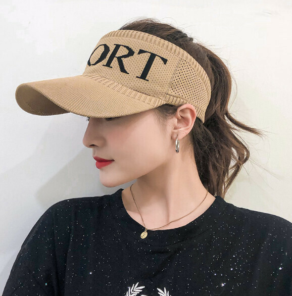 Hotly recommended letter hollow top sun visor cap (874-33SPORT model - khaki color)