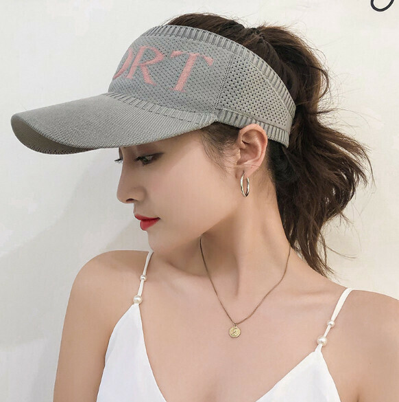 Hotly recommended letter hollow top sun visor cap (874-2SPORT model-grey)
