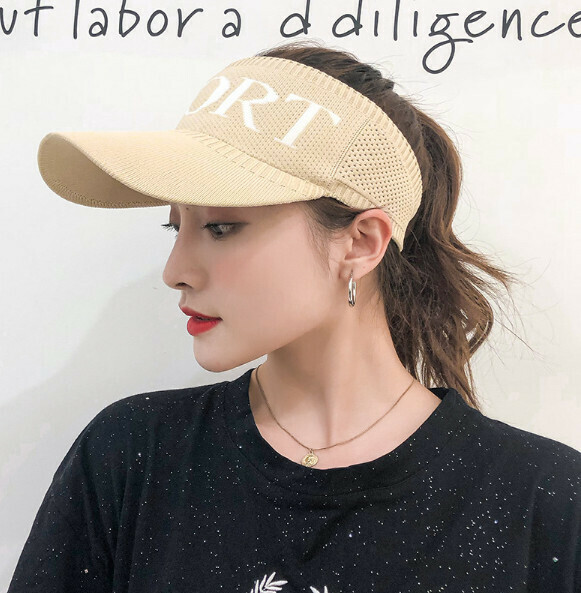 Hotly recommended letter hollow top sun visor cap (874-7SPORT model - beige)