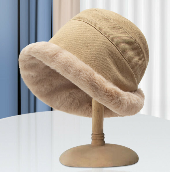 Hot plush rolled edge bucket hat (E-313 khaki)