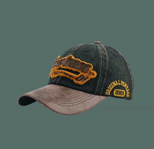Hot Recommended Retro Distressed Washed Peaked Cap (401 Dark Green + Brown Brim)