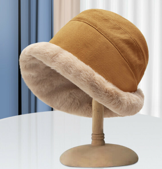 Hotly recommended plush curled bucket hat (E-313 ginger)