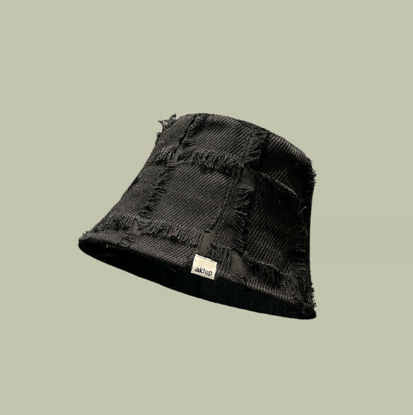 Hotly recommended raw edge plaid versatile fisherman hat (E-515CHT black)