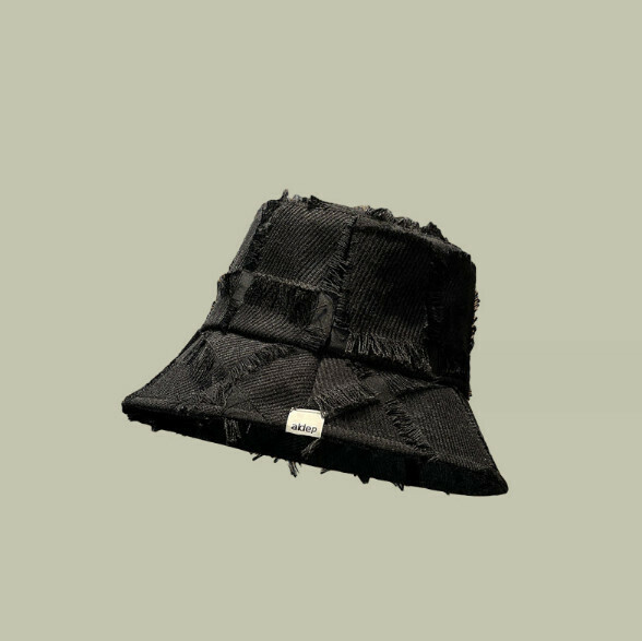 Hotly recommended raw edge checkered versatile fisherman hat (E-500CHT black)