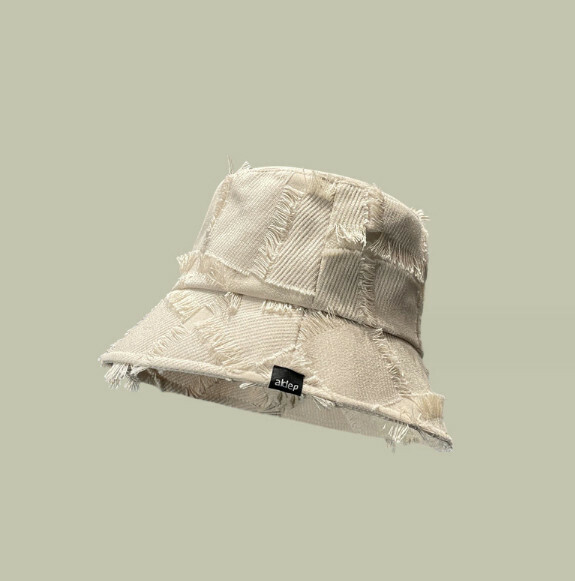 Hotly recommended raw edge plaid versatile fisherman hat (E-500CHT beige)