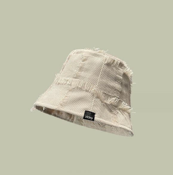 Hotly recommended raw edge plaid versatile fisherman hat (E-515CHT beige)