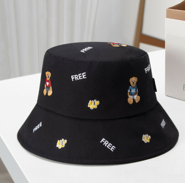 Hot Recommended Cartoon Embroidered Bucket Hat (E-249 Black)