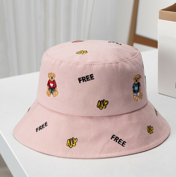 Hot Recommended Cartoon Embroidered Bucket Hat (E-249 Pink)