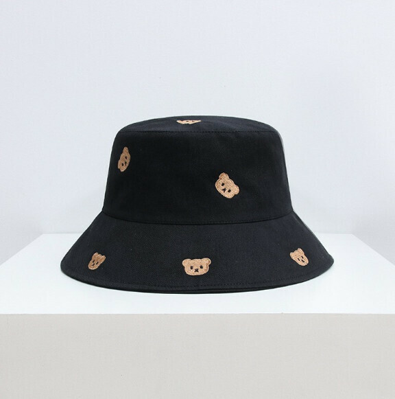 Hot Recommended Cartoon Embroidered Bucket Hat (E-342 Black)