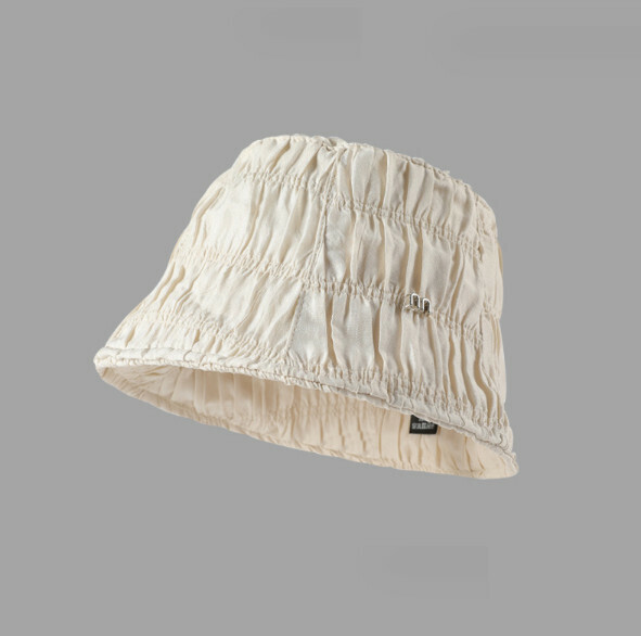 Hot Recommended Pleated M Letter Bucket Hat (E-539 Beige)