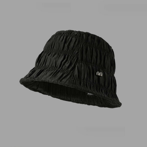 Hot Recommended Pleated M Letter Bucket Hat (E-539 Black)