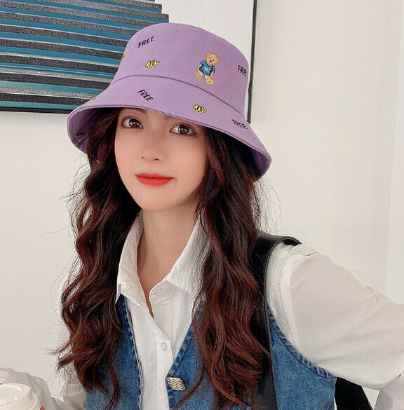 Hot Recommended Cartoon Embroidered Bucket Hat (E-249 Purple)