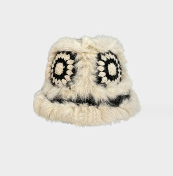 Popular Chinese style warm knitted fisherman hat (black and beige)