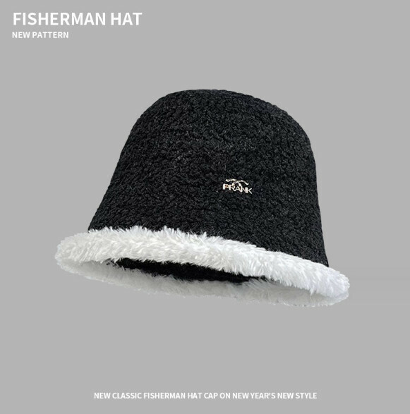 Hot recommended lambswool knitted bucket hat (E-573 black)