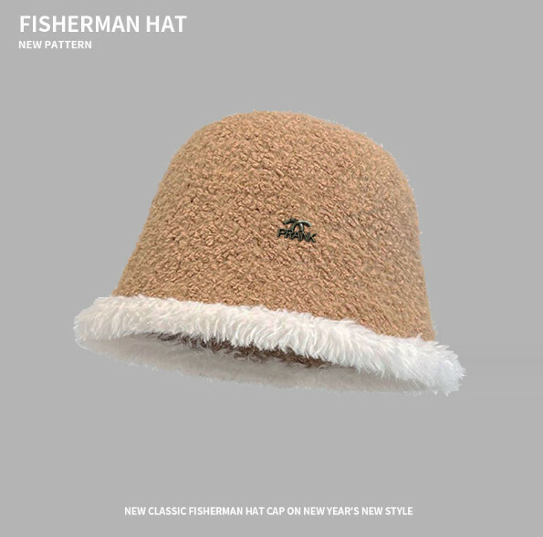 Hot recommended lambswool knitted bucket hat (E-573 khaki)