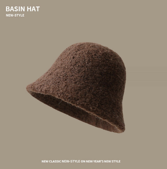 Hot push velvet thickened and warm solid color fisherman hat (E-577 brown)